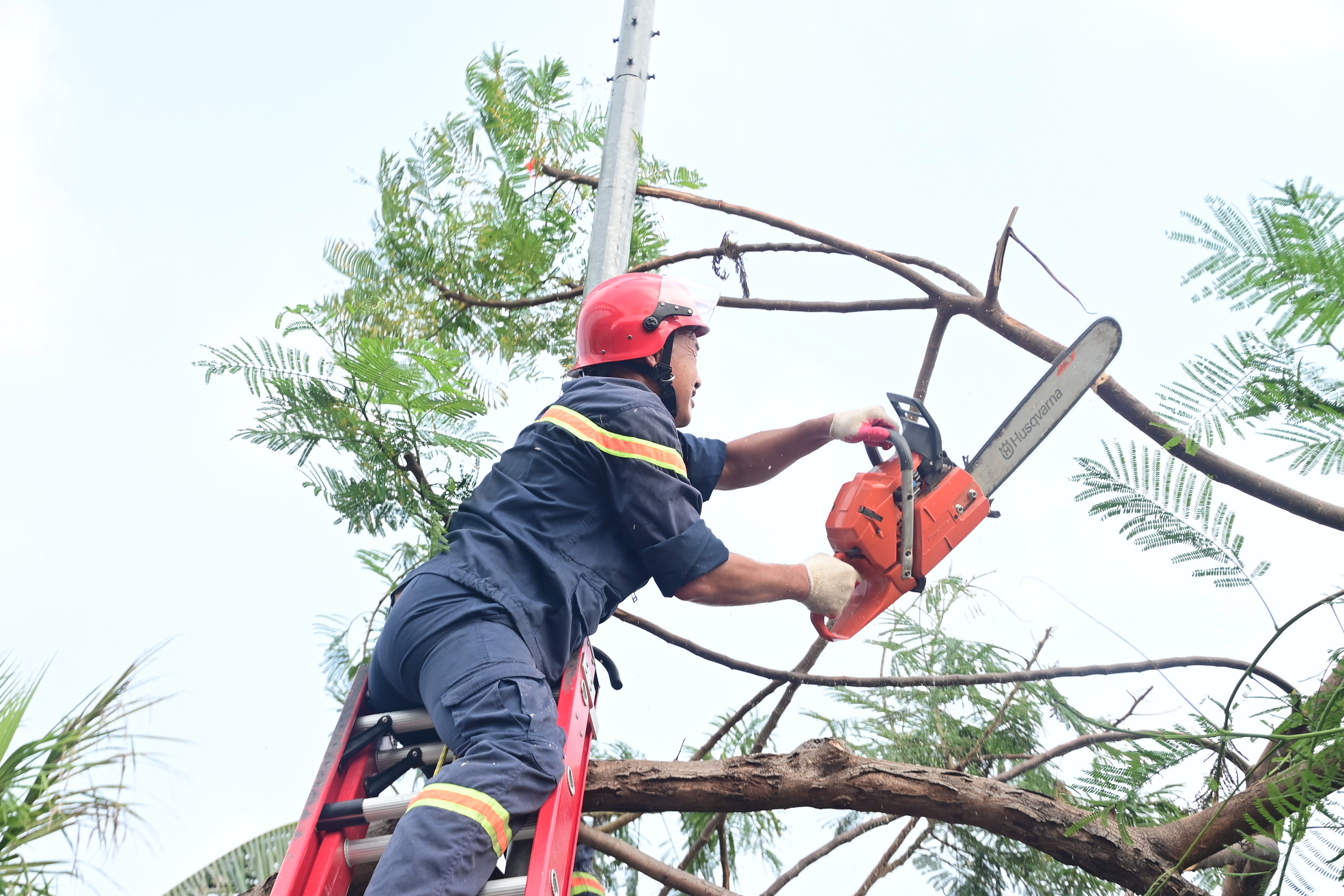 Phòng Cảnh sát PCCC và CNCH CATP tiếp tục huy động lực lượng, phương tiện khắc phục hậu quả bão số 3